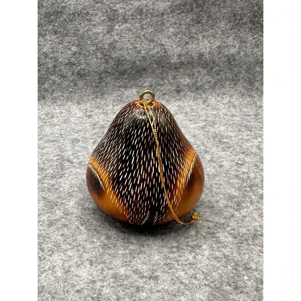 Lucuma German Shepherd Hand Carved Gourd Ornament Peru Folk Art Dog Decor